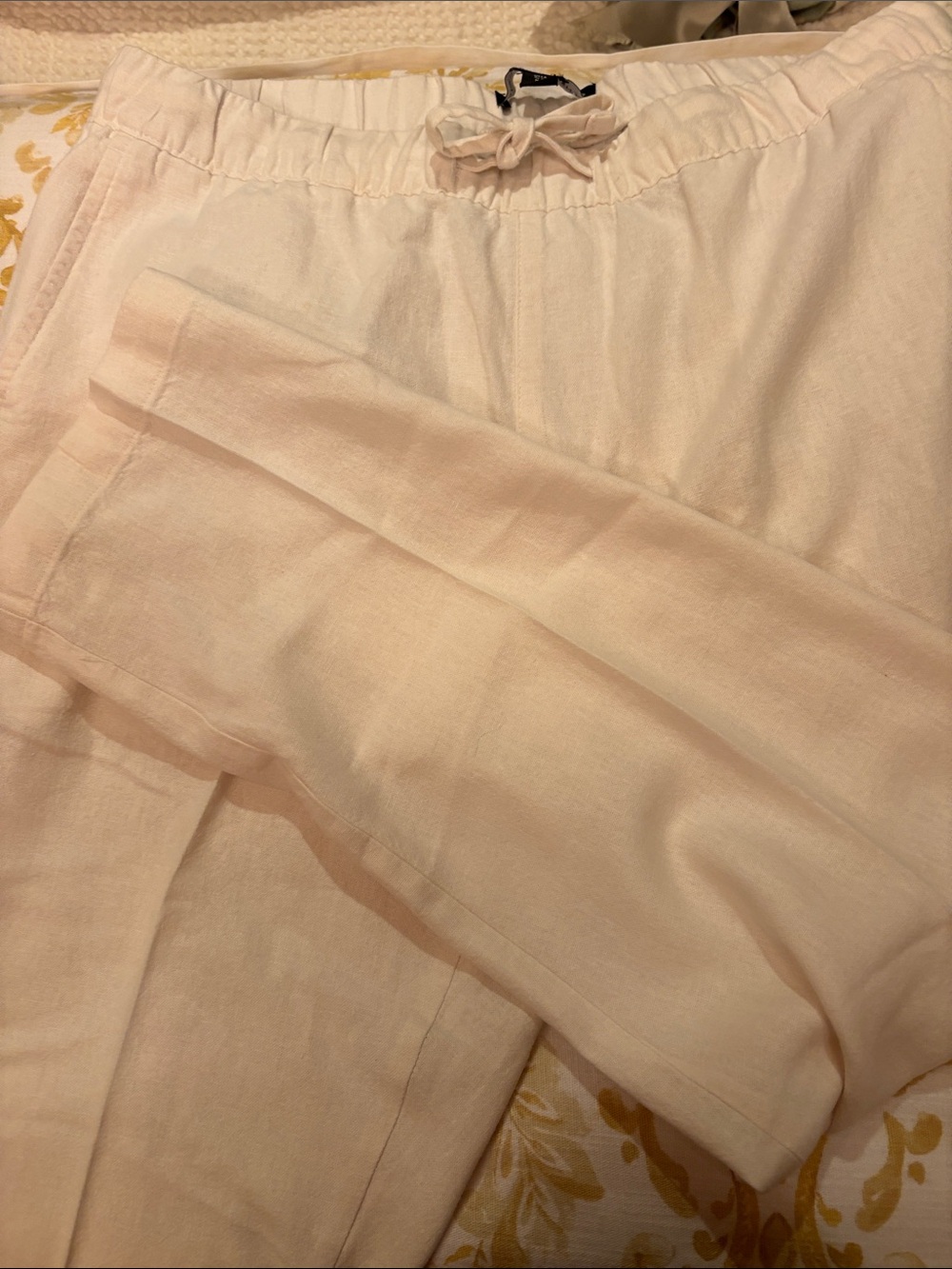 Saks Fifth Avenue Wide-Leg Linen-Blend Pants in Light Blush
